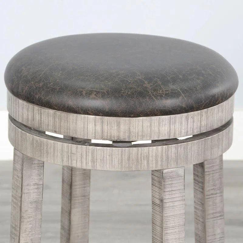 Grey Round Counter Barrel Table Set Stoolsout Backs-Dining Table Sets-Sunny D-LOOMLAN