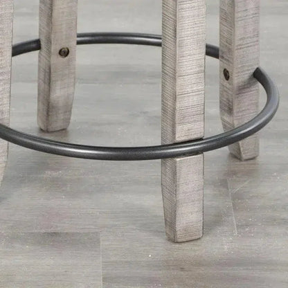 Grey Round Counter Barrel Table Set Stoolsout Backs-Dining Table Sets-Sunny D-LOOMLAN