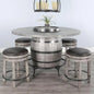 Grey Round Counter Barrel Table Set Stoolsout Backs-Dining Table Sets-Sunny D-LOOMLAN