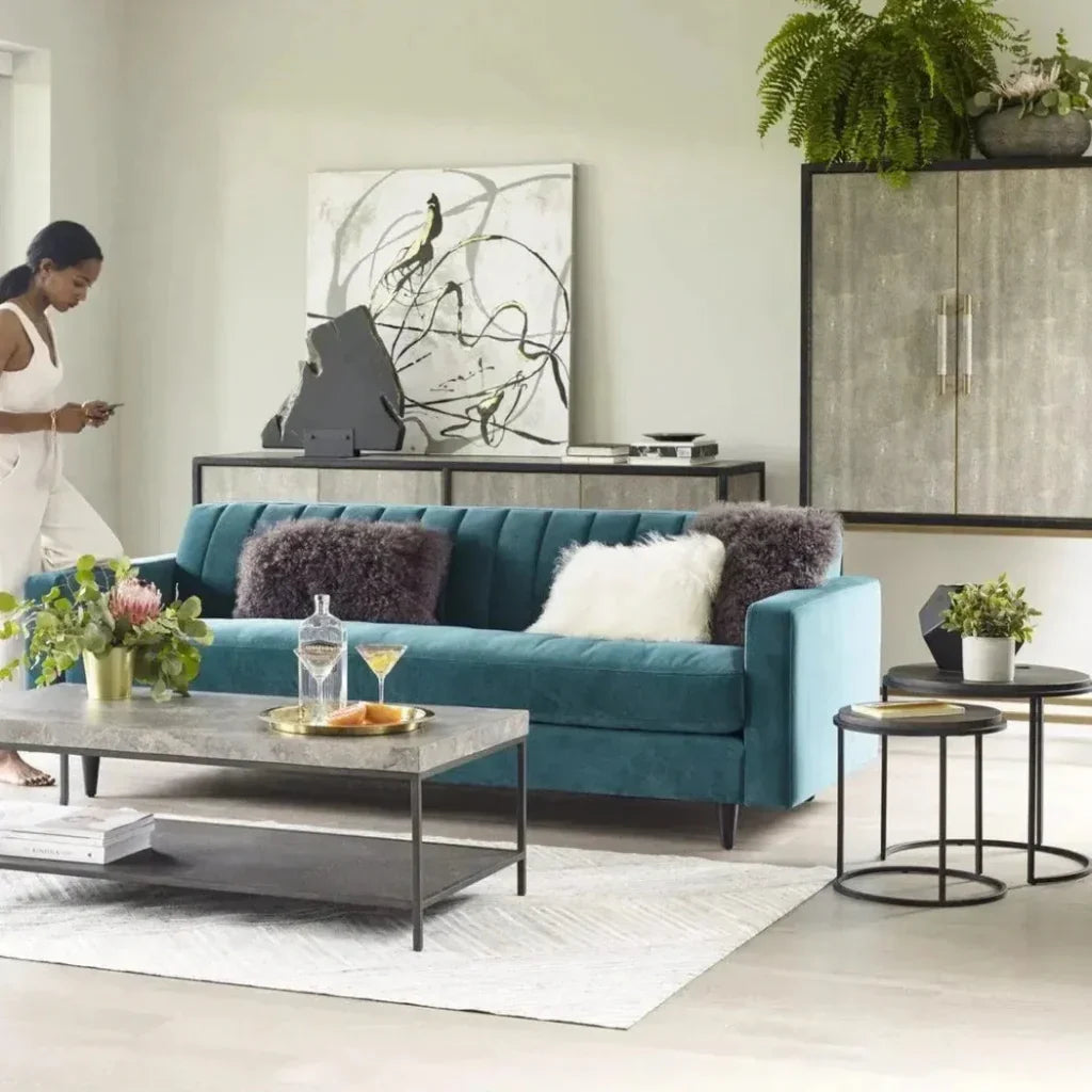 Grey Shagreen Bar on Stand-Home Bar Cabinets-Moe's Home-LOOMLAN