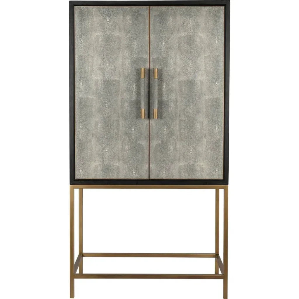 Grey Shagreen Bar on Stand-Home Bar Cabinets-Moe's Home-LOOMLAN