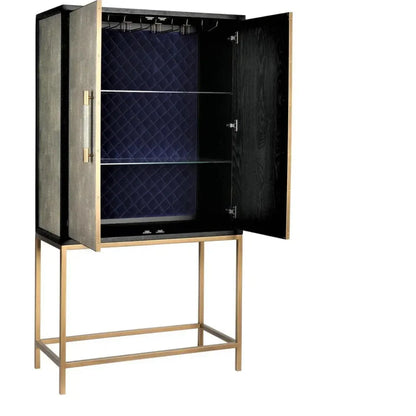 Grey Shagreen Bar on Stand-Home Bar Cabinets-Moe's Home-LOOMLAN
