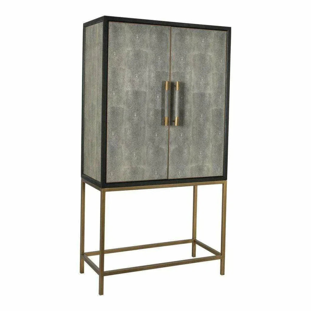 Grey Shagreen Bar on Stand-Home Bar Cabinets-Moe's Home-LOOMLAN