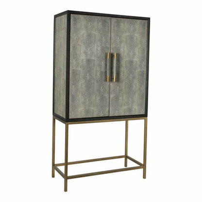 Grey Shagreen Bar on Stand-Home Bar Cabinets-Moe's Home-LOOMLAN