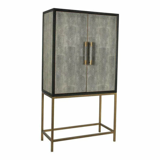 Grey Shagreen Bar on Stand-Home Bar Cabinets-Moe's Home-LOOMLAN