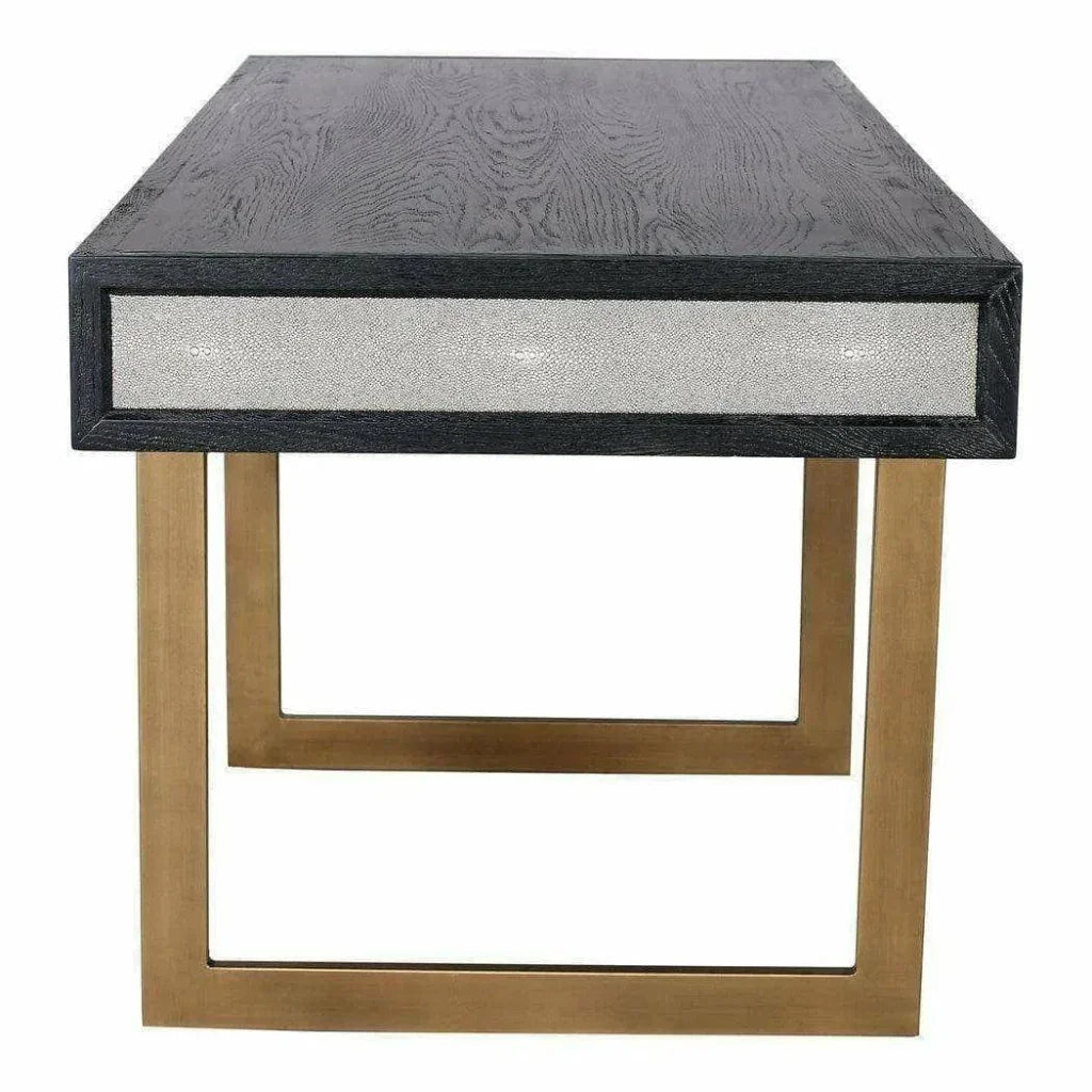 Grey Shagreen Home Office Desk With Drawers-Home Office Desks-Moe's Home-LOOMLAN