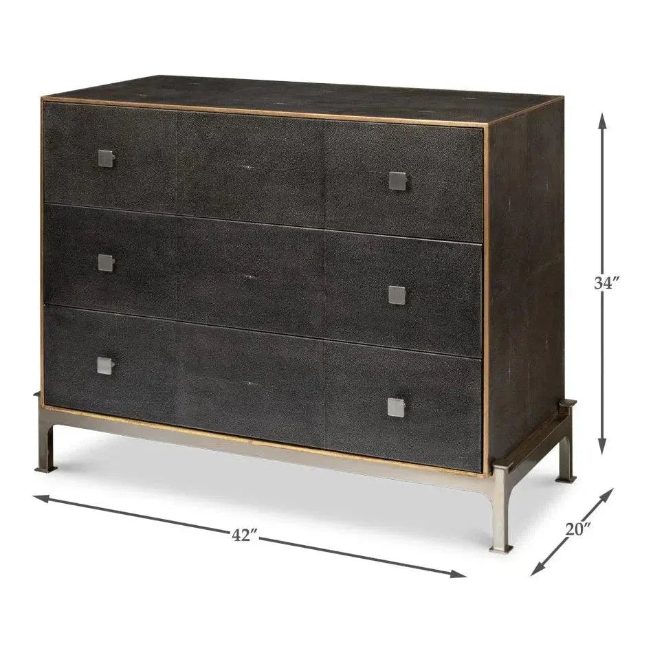 Grey Shagreen Leather Dresser - LOOMLAN - Sarreid - Dressers