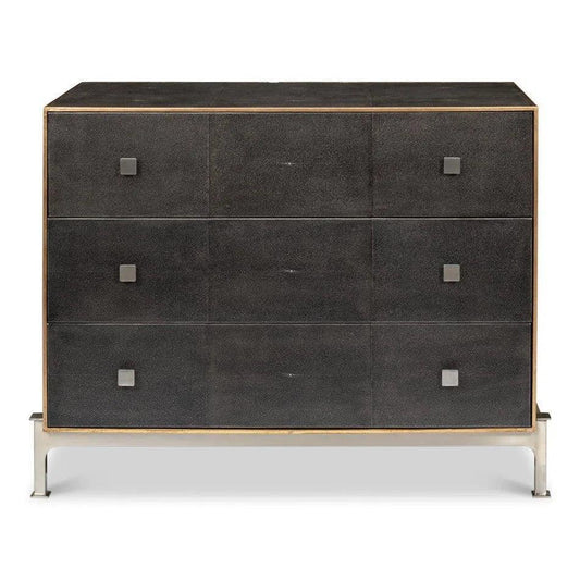 Grey Shagreen Leather Dresser - LOOMLAN - Sarreid - Dressers