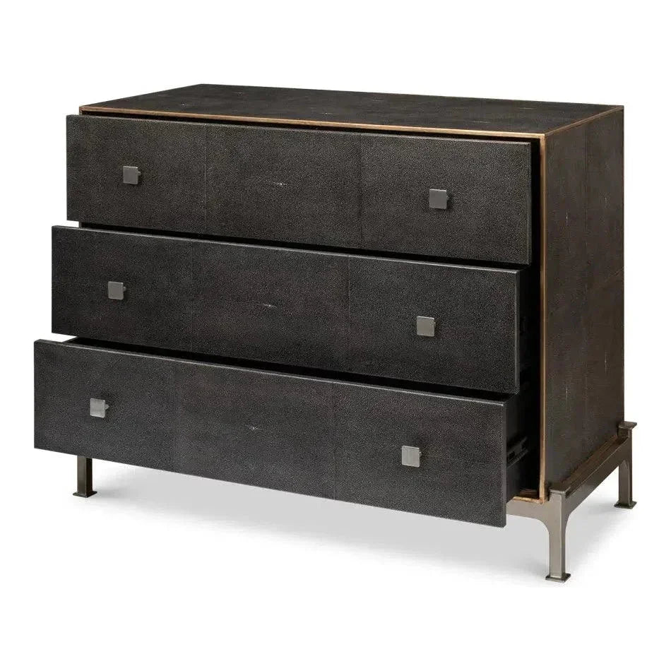 Grey Shagreen Leather Dresser - LOOMLAN - Sarreid - Dressers