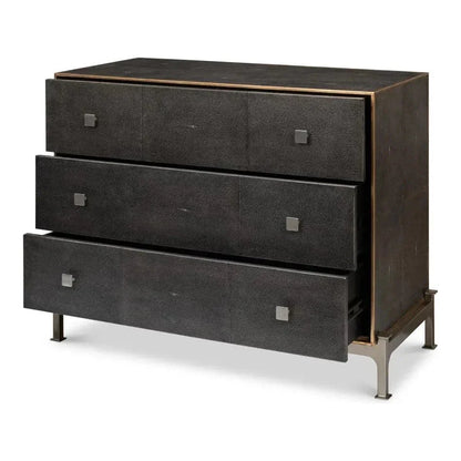 Grey Shagreen Leather Dresser - LOOMLAN - Sarreid - Dressers