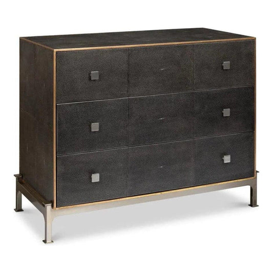Grey Shagreen Leather Dresser - LOOMLAN - Sarreid - Dressers