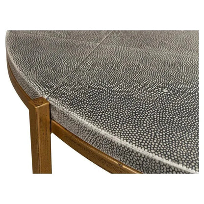 Grey Shagreen Leather Round Coffee Table - LOOMLAN - Sarreid - Coffee Tables