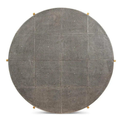 Grey Shagreen Leather Round Coffee Table - LOOMLAN - Sarreid - Coffee Tables