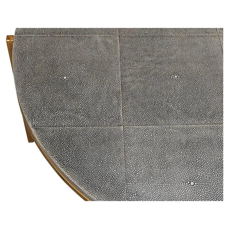 Grey Shagreen Leather Round Coffee Table - LOOMLAN - Sarreid - Coffee Tables