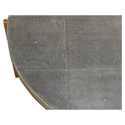 Grey Shagreen Leather Round Coffee Table - LOOMLAN - Sarreid - Coffee Tables
