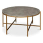 Grey Shagreen Leather Round Coffee Table - LOOMLAN - Sarreid - Coffee Tables