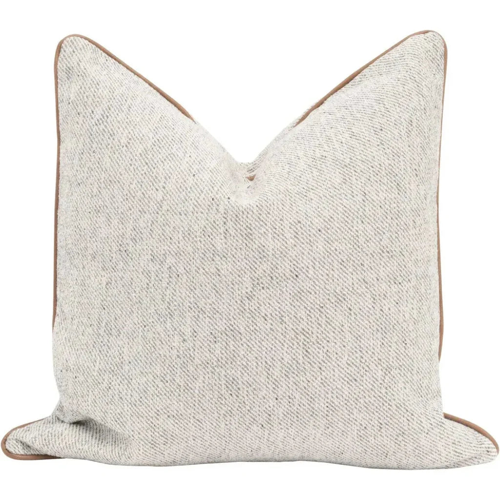 Grey Throw Pillow Leather Piping Set of Two - LOOMLAN - Essentials For Living - Throw Pillows