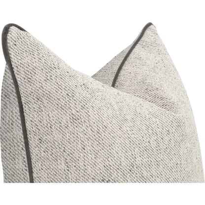 Grey Throw Pillow Leather Piping Set of Two - LOOMLAN - Essentials For Living - Throw Pillows