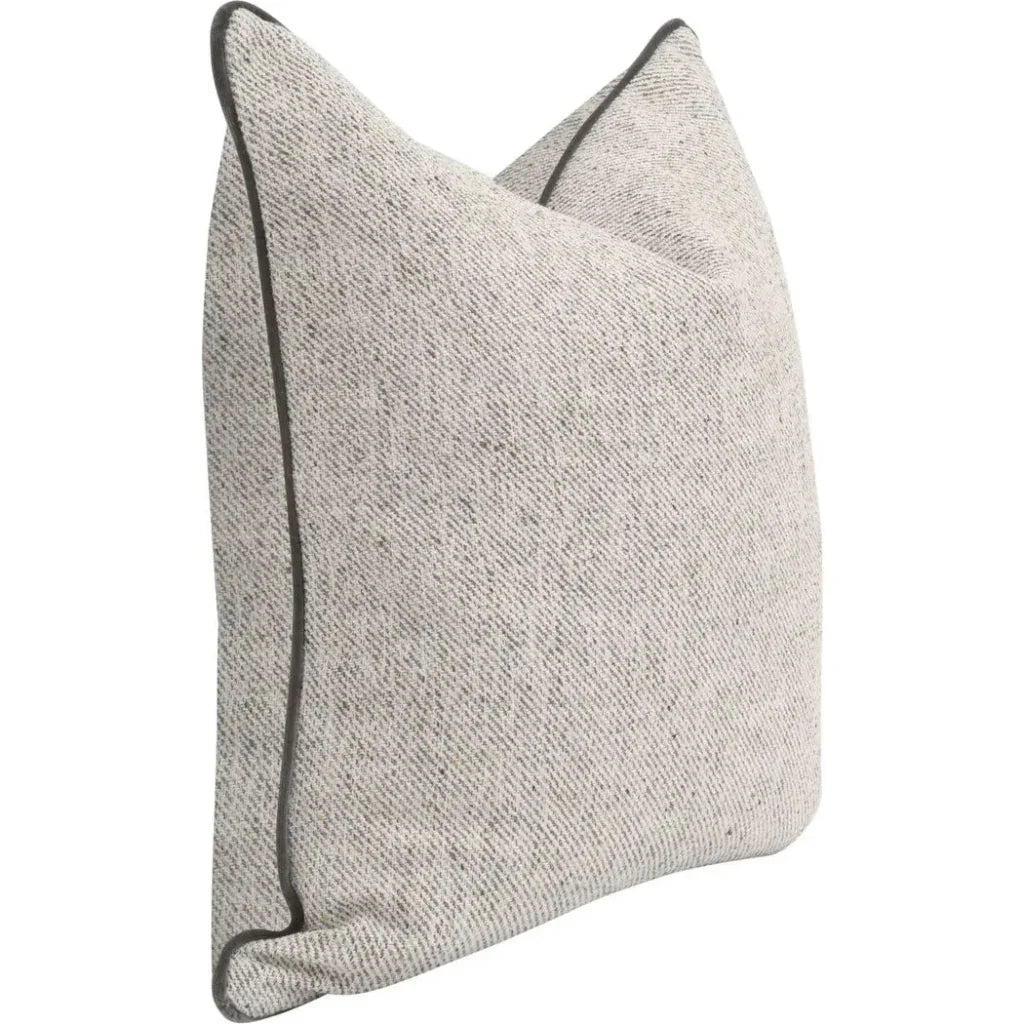 Grey Throw Pillow Leather Piping Set of Two - LOOMLAN - Essentials For Living - Throw Pillows