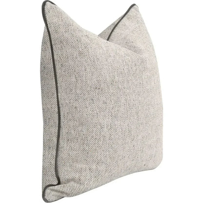 Grey Throw Pillow Leather Piping Set of Two - LOOMLAN - Essentials For Living - Throw Pillows