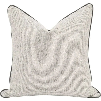 Grey Throw Pillow Leather Piping Set of Two - LOOMLAN - Essentials For Living - Throw Pillows