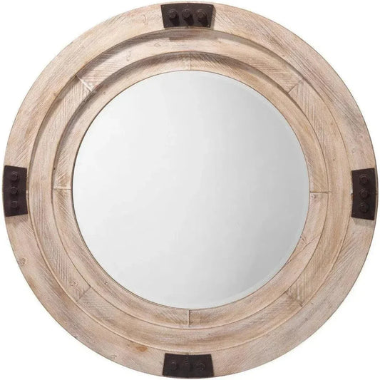 Grey Washed Fir wood Foreman Wall Mirror - LOOMLAN - Jamie Young - Wall Mirrors