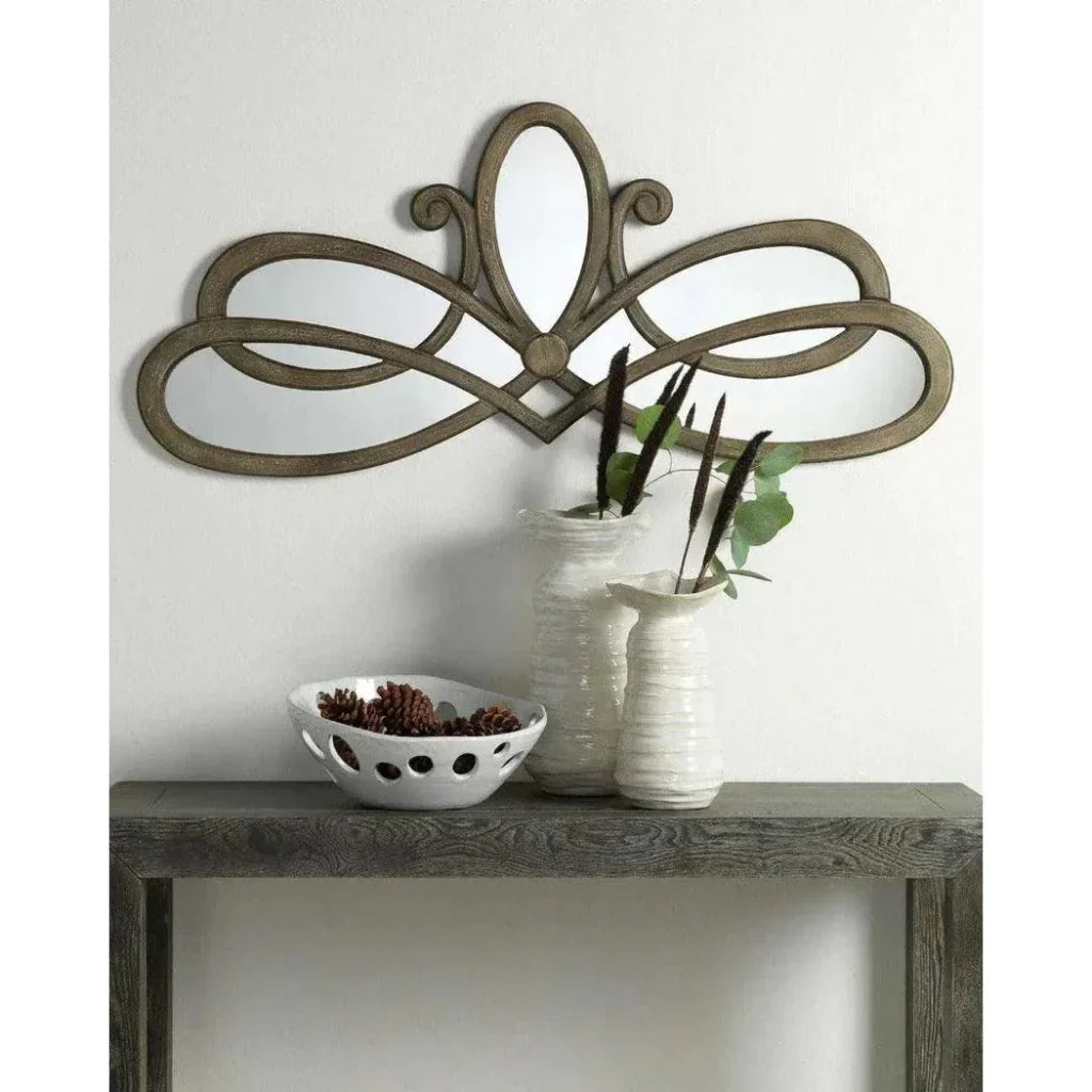 Grey Wood Decorative Wall Mirror 46" Wide - LOOMLAN - Jamie Young - Wall Mirrors