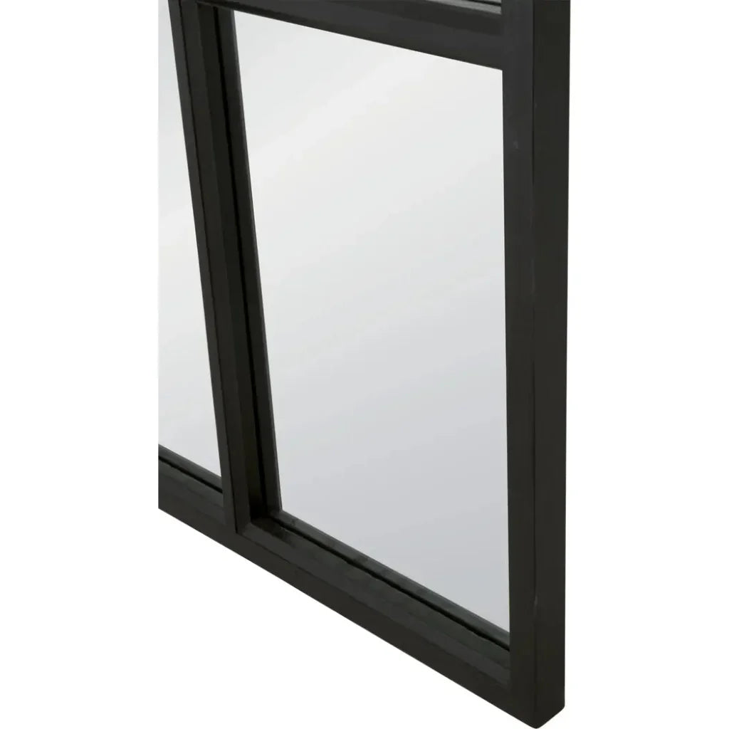 Grid Wooden Vertical Arched Floor Mirror-Floor Mirrors-Essentials For Living-LOOMLAN