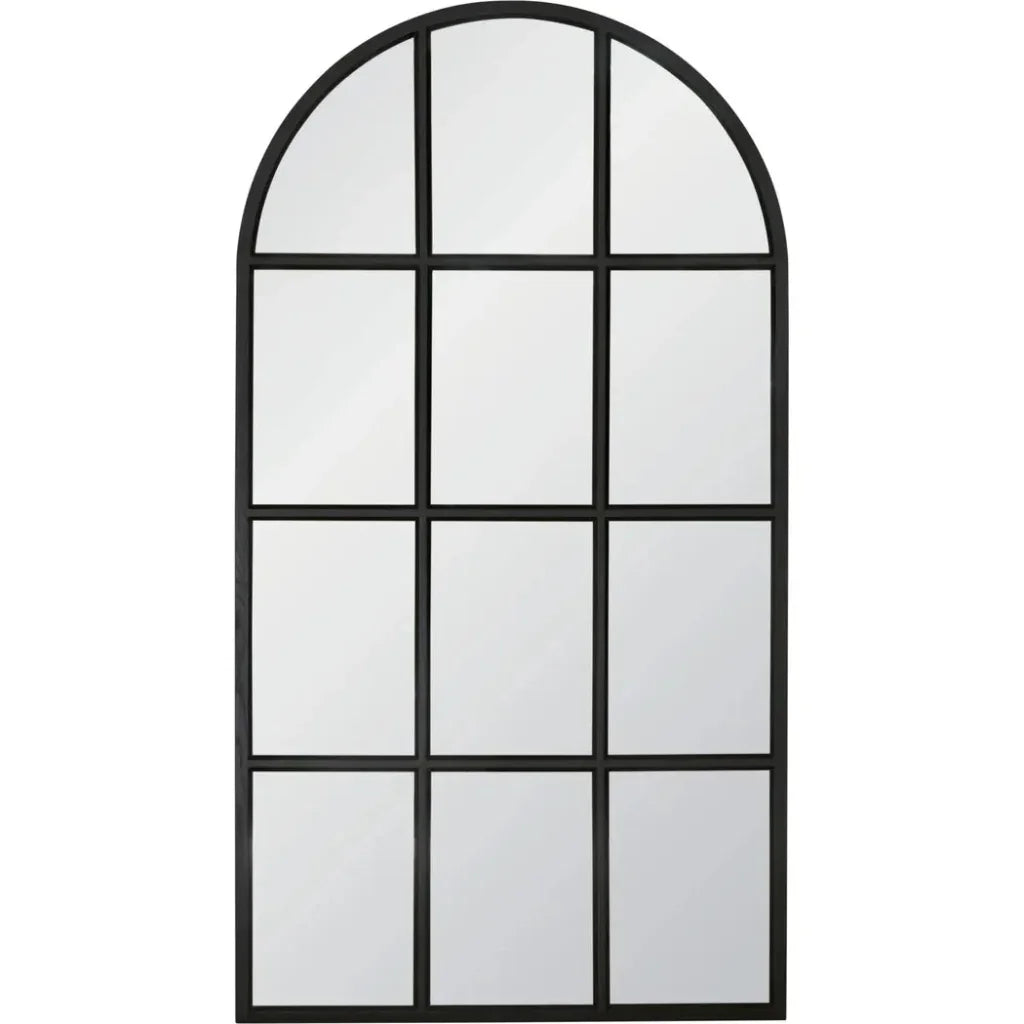 Grid Wooden Vertical Arched Floor Mirror-Floor Mirrors-Essentials For Living-LOOMLAN