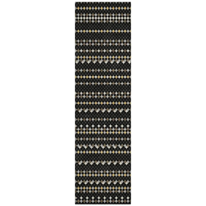Gridora Black Washable Indoor - Outdoor Rug - LOOMLAN - LOOMLAN Rugs - Outdoor Rugs