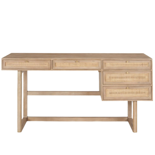 Grier Brown Solid Wooden Office Desk-Home Office Desks-Mercana-LOOMLAN