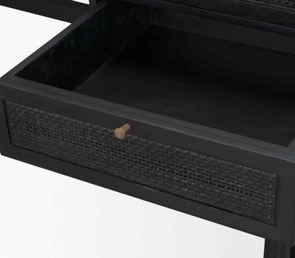 Grier Five Drawers Wooden Black Office Desk