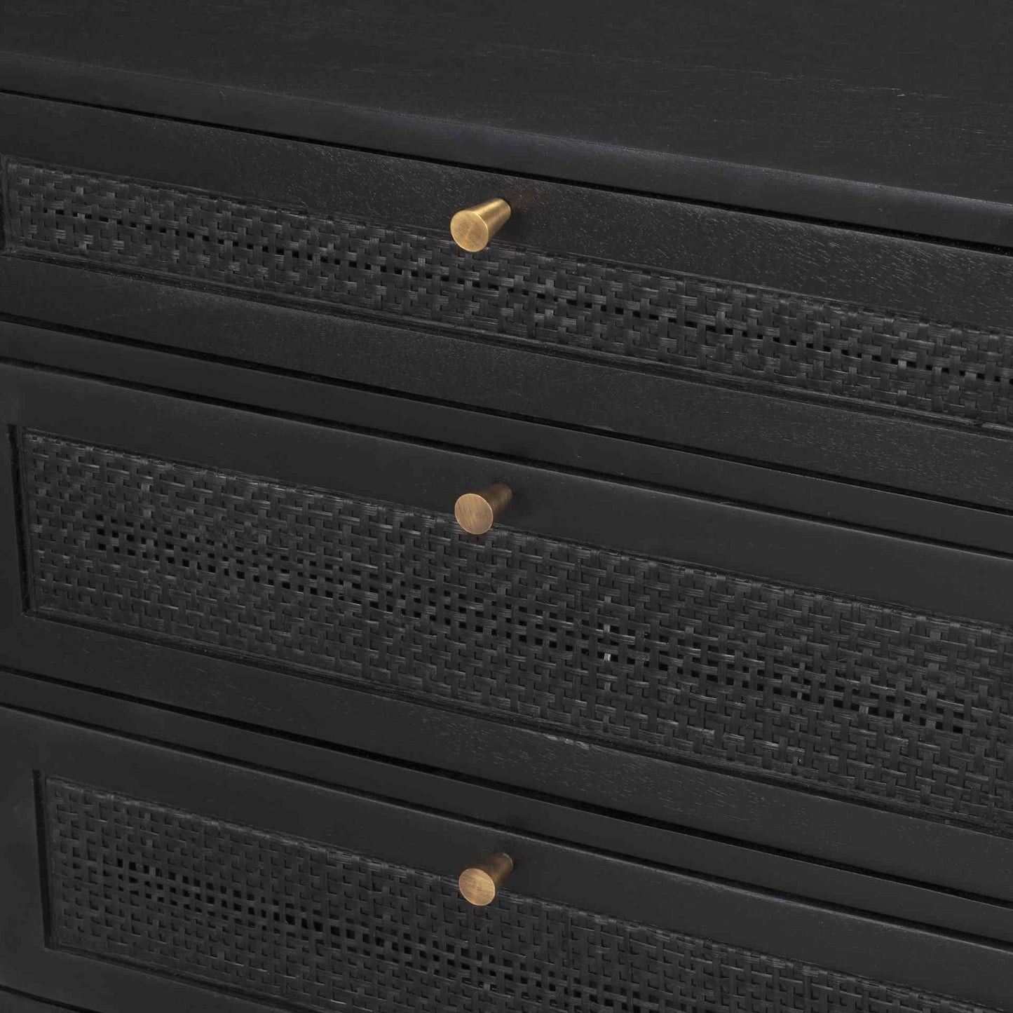 Grier Five Drawers Wooden Black Office Desk