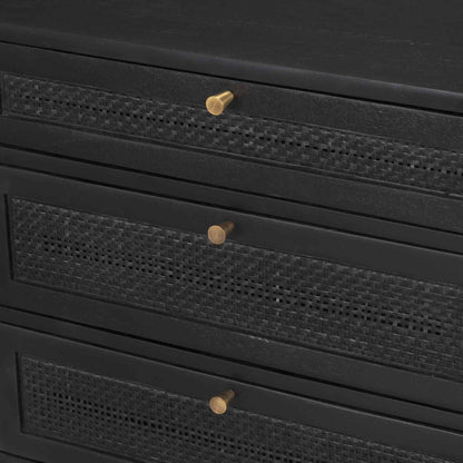 Grier Five Drawers Wooden Black Office Desk