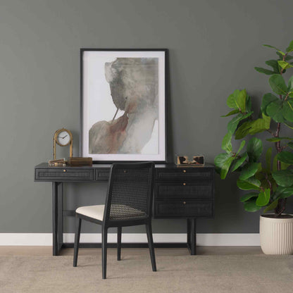 Grier Five Drawers Wooden Black Office Desk