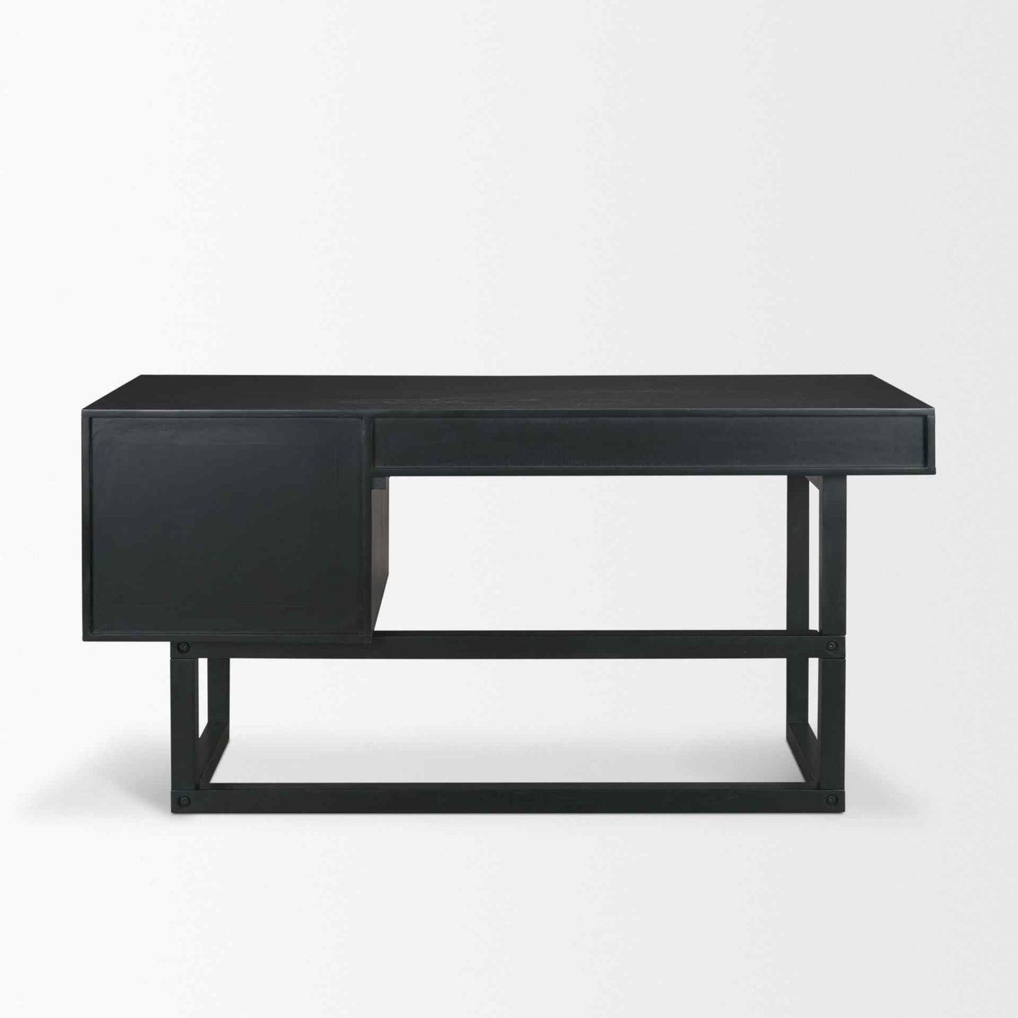 Grier Five Drawers Wooden Black Office Desk