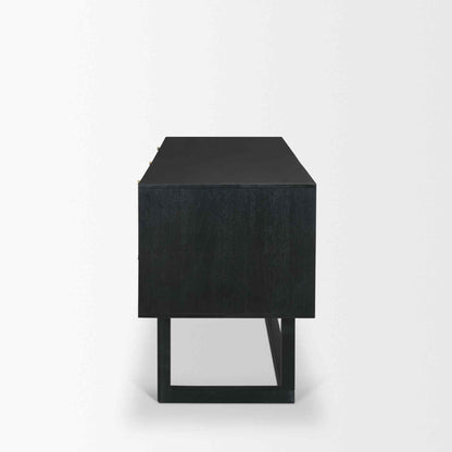 Grier Five Drawers Wooden Black Office Desk