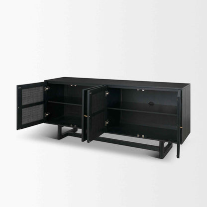 Grier Four Doors Wood Black Sideboard