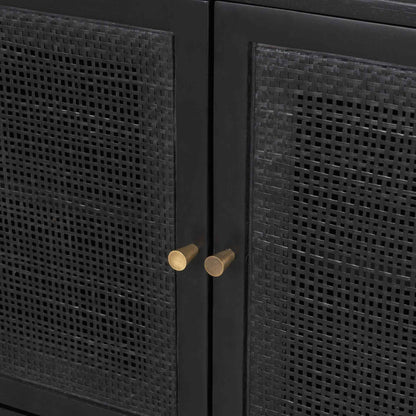 Grier Three Doors Wooden Black Media Console