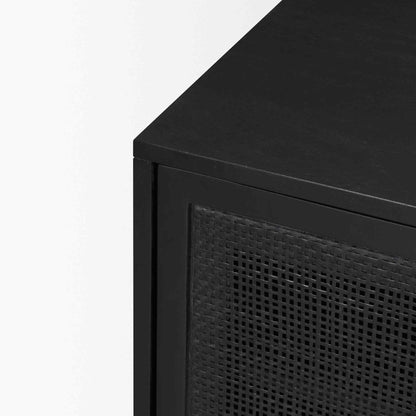 Grier Three Doors Wooden Black Media Console