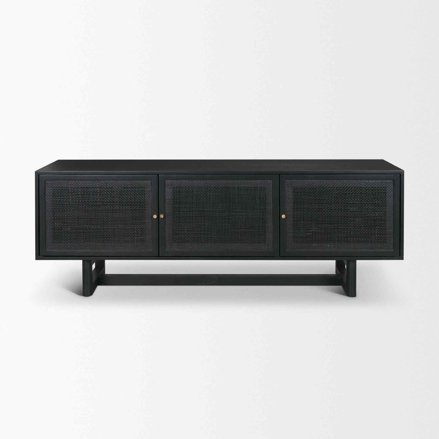 Grier Three Doors Wooden Black Media Console