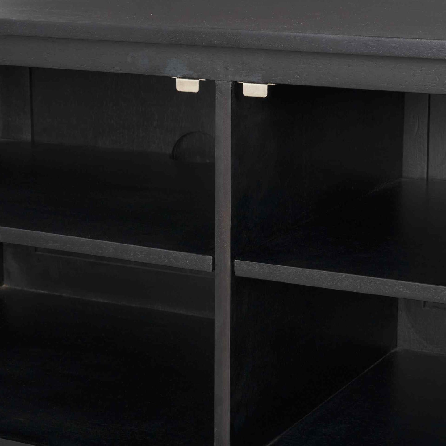 Grier Three Doors Wooden Black Media Console