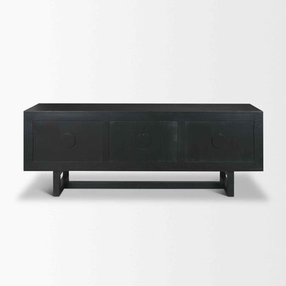 Grier Three Doors Wooden Black Media Console