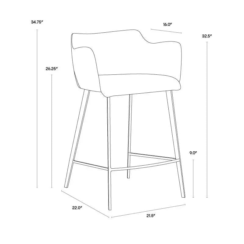 Griffin Leather Modern Counter Stool - LOOMLAN - SUNPAN - Counter Stools