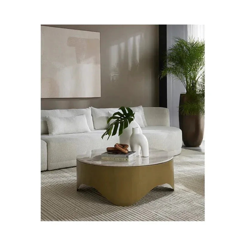 Guinevere White Marble Round Coffee Table - LOOMLAN - SUNPAN - Coffee Tables