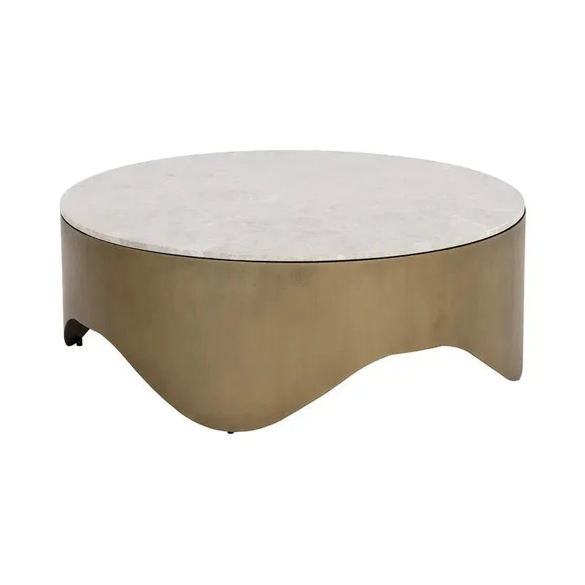 Guinevere White Marble Round Coffee Table - LOOMLAN - SUNPAN - Coffee Tables