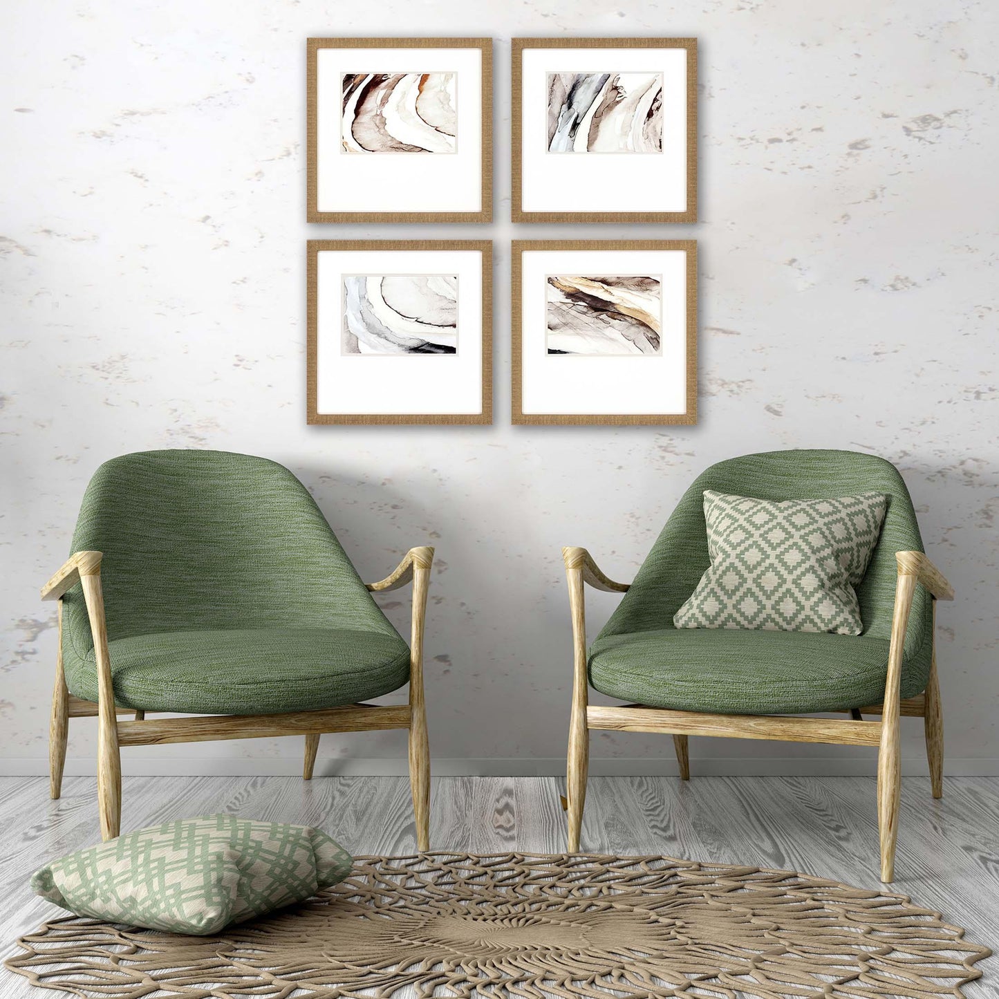 Gulf Neutral Framed Wall Art 4PC