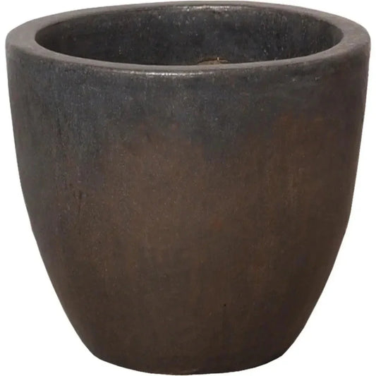 Gunmetal Ceramic Round Pot - LOOMLAN - Planters