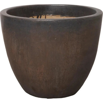 Gunmetal Ceramic Round Pot - LOOMLAN - Planters
