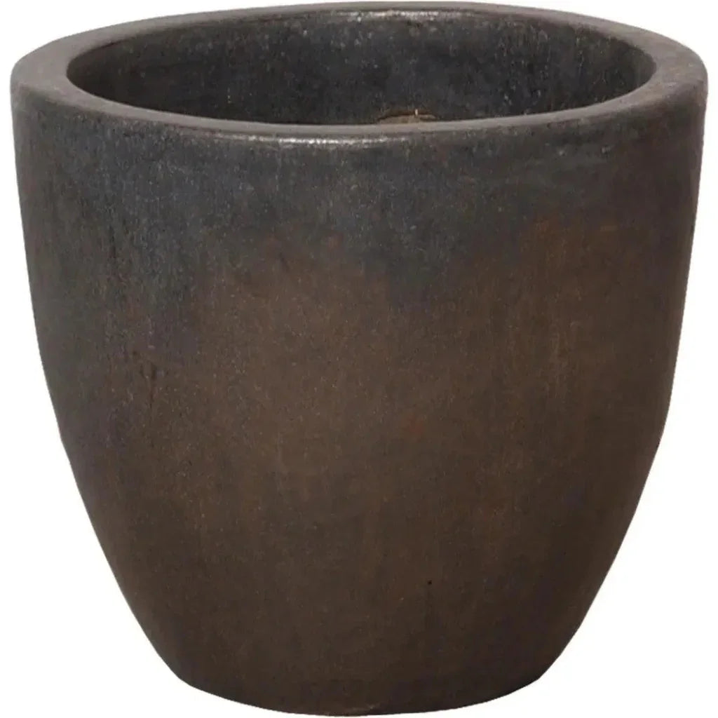 Gunmetal Ceramic Round Pot - LOOMLAN - Planters